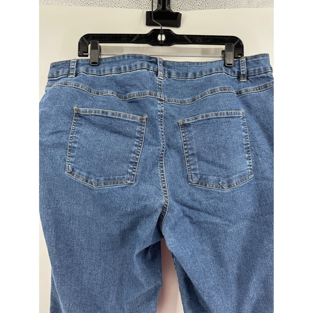 Woman Within Denim Capris Blue Medium Wash Petite 18W Cropped Jeans Side Slit - Picture 5 of 7